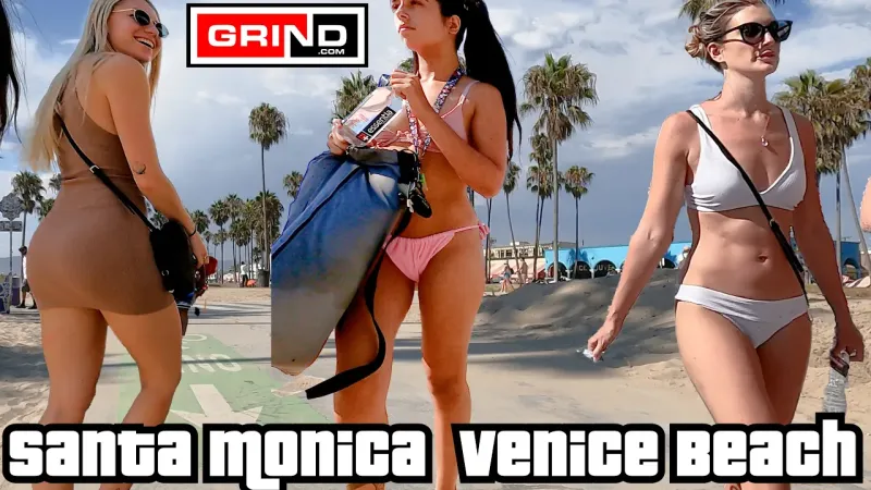 4K Santa Monica Beach Pier To Venice Beach Boardwalk PRETTY IN PINK Virtual Tour 9-3-22 at 330pm