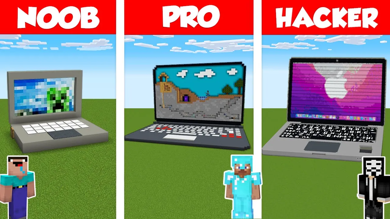 Minecraft: NOOB vs PRO vs HACKER: NEW APPLE MacBook in Minecraft! Laptop / Animation