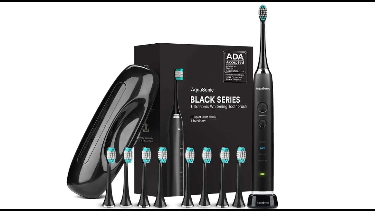 AquaSonic Black Series Ultra Whitening Toothbrush  ADA Accepted Electric Toothbrush   8 Br