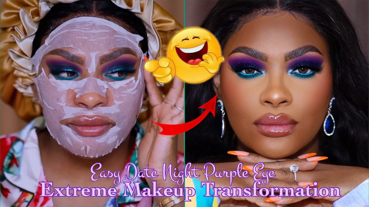 🔥THE MOST Extreme Transformation EVER 💙Blue Smokey Eye Makeup Tutorial 💇🏾‍♀️ Hurela Hair💇🏾‍♀️